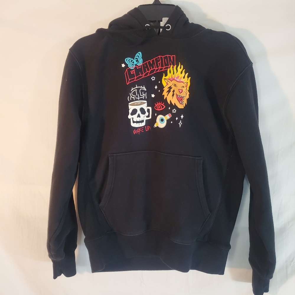 Champion Men's Size Medium Black Long Sleeve Hoodie Sweatshirt